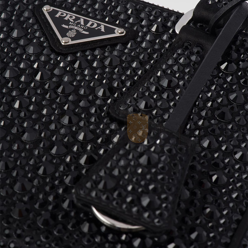 PRADA GALLERIA SATIN MINI-BAG WITH CRYSTALS 1BA906 (20*14.5*9.5cm)